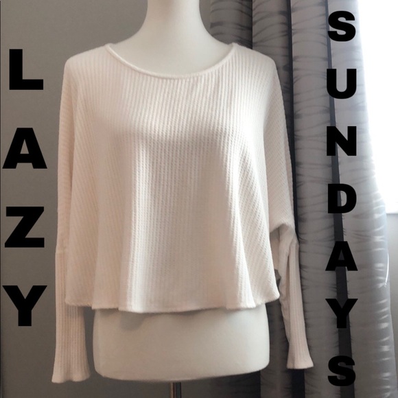 Lazy Sundays Tops - Lazy Sundays thick waffle knit crop top